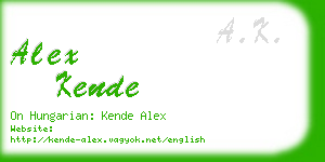 alex kende business card